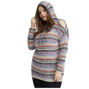 Torrid 1x Striped knit Hoodie Knit Tunic multi-color